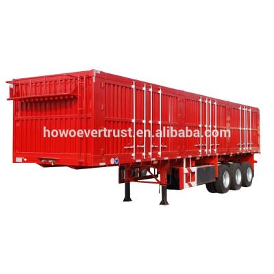 China 2018 high quality low price truck trailer 3 axle 60 ton cargo box box semi trailer for sale for sale