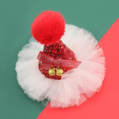 China Christmas Sweet New Arrivals Red Baby Mesh Hair Clips Cute Lace Up Kids Hair Clips Hair Accessories For Girls for sale