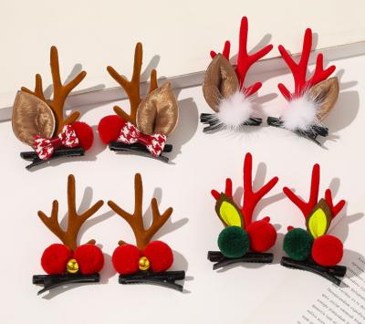 China Small Lovely Romantic Fairy Tale Elk Grasp Hair Accessories Happy Christmas Bell Hair Clip Hair Clip For Girls for sale