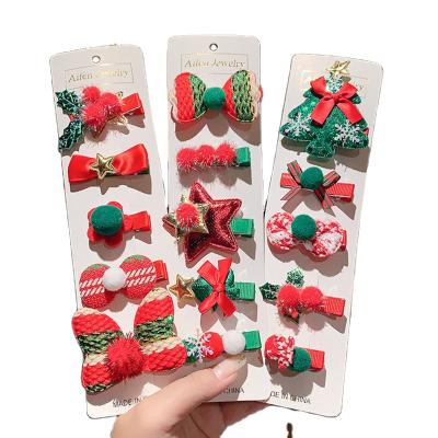 China Hot Sale Sweet Christmas Tree Hair Pins Clips Set Sweet Bows Hair Grabs Cute Hair Accessories For Kids Gift for sale