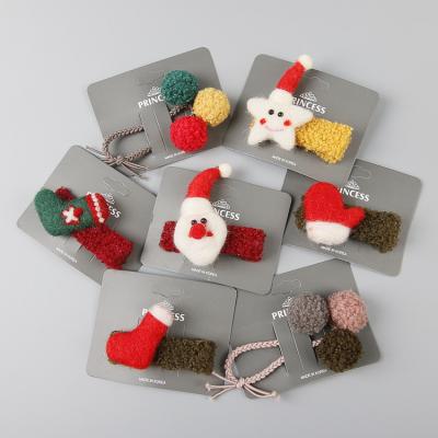 China Hot Sale Sweet Sweet Christmas Hair Clips Sets Red Socks Hair Grabs Cute Hair Accessories For Kids Gift for sale