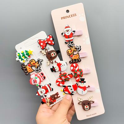 China 2020 New Christmas Hair Accessories Children Sweet Soft Hair Clips Set Cute Cartoon Hair Clips Christmas Hairpins for sale