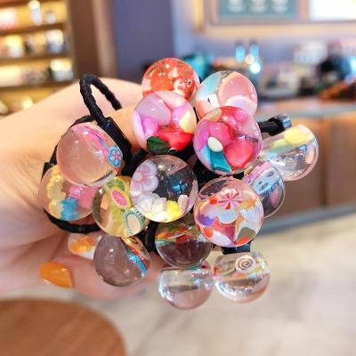 China Cute Wholesale Cute Baby Girls Headwear Cute Hair Tie Set Baby Girls Headwear Elastic Glass Ball Princess Head Tie Band for sale