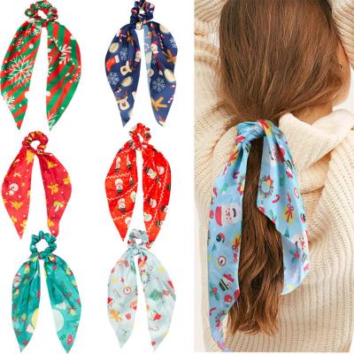 China Long Ribbon Hair Tie Ponytail Triangle Ponytail Christmas Custom Hair Scrunchies Custom Made For Women for sale