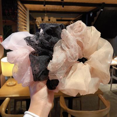 China Fashion New Spring Hair Accessories Solid Color Chiffon Faerie Attractive Organza Oversized Hair Scrunchies for sale