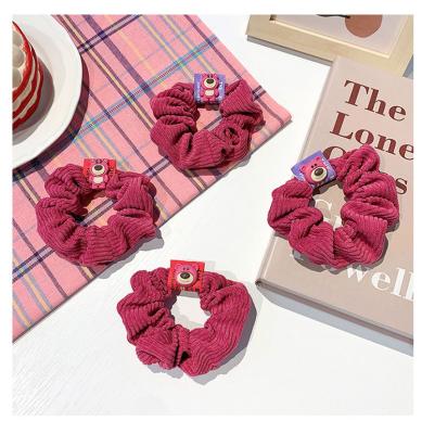 China Lovely Fashion Strawberry Bear Hair Circle Corduroy Headdress Dragon Fruit Color Ball Hair Rope for sale