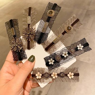 China Diamond Lace Style Clip Fashion Czech Snowflake Gauze Fringe Hairpins Clip Korean Hair Clip Korean Hair Clips Side Clips Hairpins for sale