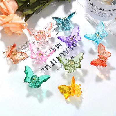 China Korean Wholesale Soft Candy Color Plastic Hair Accessories Butterfly Hair Claw Clips For Girls for sale