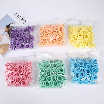 China Hot-selling Attractive Candy Colored Elastic Single Color Tie 100pcs/bag Hair Towel Hair Band Set For Girls for sale