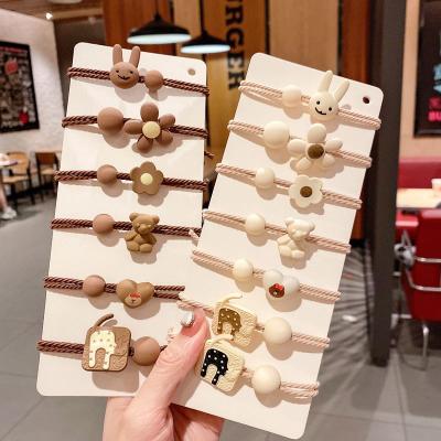 China Simple Fashion Bear Cartoon Hair Rope Set Cute Girl Elastic Band For Kids for sale