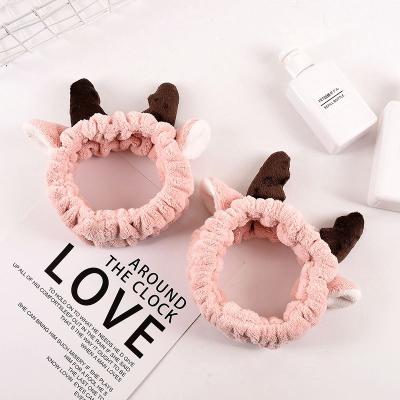 China Soft Korean Hair Band Antler Coral Velvet Fashion Manufacturer Stain Style Makeup Face Hair Band for sale