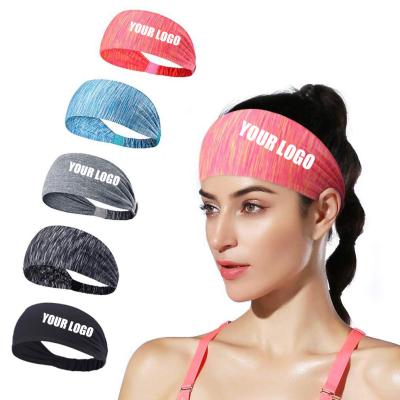 China Fashional Lady Factory Wholesale Custom Pretty Logo Printed Monochrome Yoga Headbands Sports Headband Elastic Hair Band For Men Women Girls for sale