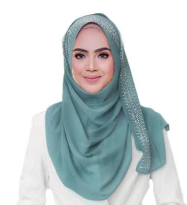 China Factory Supply Fashion Scarf Summer Solid Color Diamond Muslim Chiffon Hijab Fashion Malaysia Arab Muslim Hijabs 180*70cm for sale