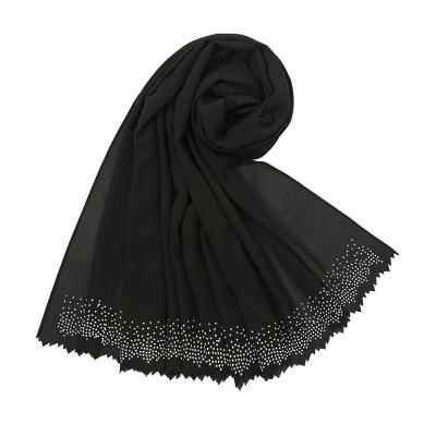 China Beautiful faux stone scarves chain hijab chiffon shawl sale fashion shredded hijabs hot dubai muslim crystal scarf 180*70cm for sale