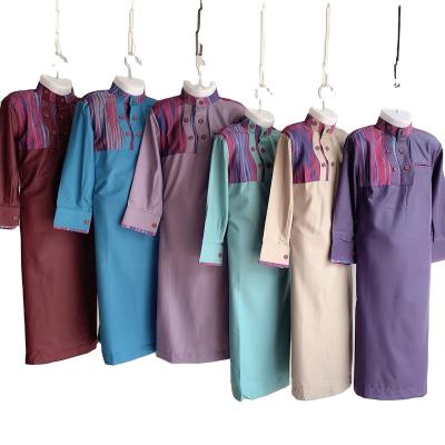 China Wholesale Islamic Clothing Factory Design Polyester+Cotton Kids Thobe Unique Moroccan Kids Long Dress for sale