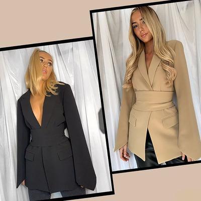 China Anti-Wrinkle Women Fluorescence Stylish Blazers Suits Solid Color Casual Cool Ladies Long Sleeve Coat Street Loungewear Female Overcoat for sale