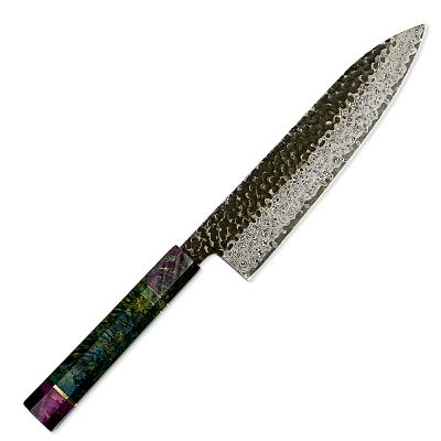 China Viable 8 Inch 67 Layers Chef Knife With Stabilized Wood Handle Damascus Stainless Steel Kitchen Knife Set for sale