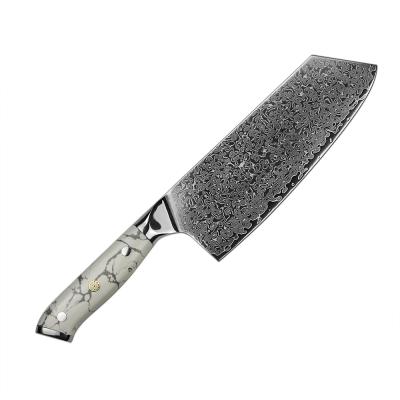 China Viable Yangjiang Amber 7 Inch Japanese Damascus Kitchen Steel Cleaver Cutting Junk Knife for sale