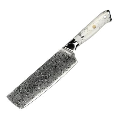 China Viable Stone Handle Japanese Damascus Kitchen Cleaver 67 Layers Damascus Steel vg10 Nakiri Knife for sale