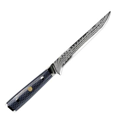 China Sustainable High Quality Damascus Curved Boning Knife for sale