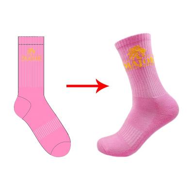 China 100% Custom Made Eco-Friendly OEM Logo Socks Mens Custom Pink Breathable Cotton Sport Socks for sale