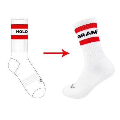 China Breathable High Quality 144N Cotton Custom Gym Socks Logo Brand Unisex White Athletic for sale