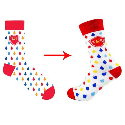 China QUICK DRY Custom Crew Bangs Long Logo Socks Custom For Men colorful white for sale