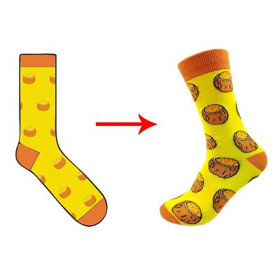 China QUICK DRY Breathable Jacquard Happy Crew Socks Custom Fashion Pattern Socks Unisex for sale