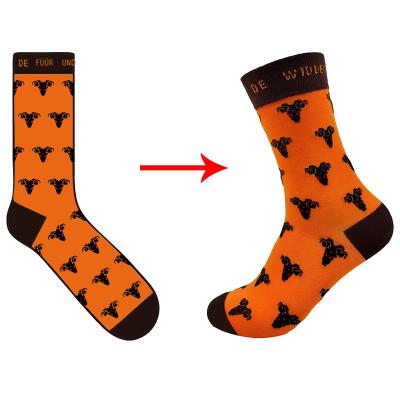 China QUICK DRY Free Mock Up Soft Mens Socks Private Label Design Your Own Custom Orange Goat Socks for sale