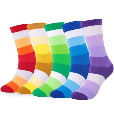 China QUICK DRY finely processed striped spring combed cotton men funny socks for sale