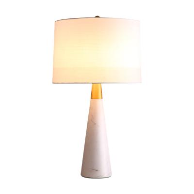 China Lighting Works Simple Chinese Style Bedroom Bedside Lamp All Copper Base Lighting Table Marble Lamp for sale