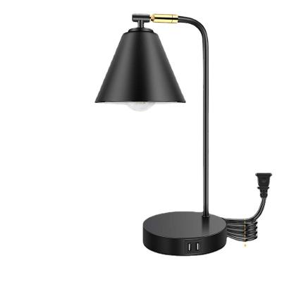 China Lighting Functions Amazon Usb Charging Touch Dimming Industrial Style Wrought Iron Elbow Bedroom Bedside Table Lamp for sale