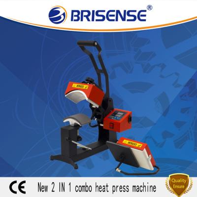 China Home Use Factory Direct Sale Bisense Brand New Design 2in1 Sublimation Multifunction Combo Logo And Hat Heat Press Printing Machine for sale