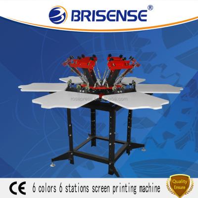 China Factory Direct Sale Brand 6 Colors Tissue Printer Brisense 6 Stations Screen Printing Machine With CE for sale