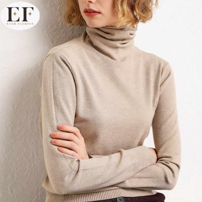 China Anti-Wrinkle Fashion Ever Pullover Sweater 2020 New Arrival Thick High Neck Thin Stretch Pile Neck Knitted Bottom Sweater Winter for sale