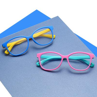 China 2020 Shatterproof Glass PC Kids Optical Frame Child Comfortable Square Blue Lightweight Soft Glasses Anti for sale