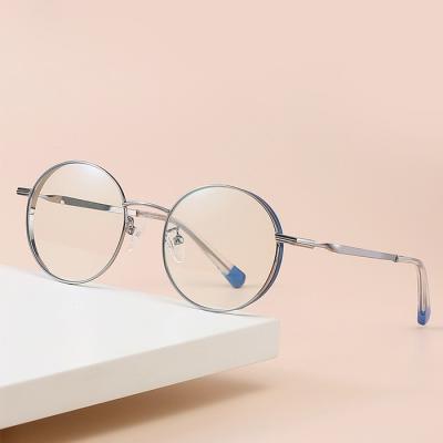 China Custom High Quality Fashionable Luxury Round Metal Eyeglass Frames Luxury Round Metal Eyeglass Frames Optical Frame Glass Blue Light Blocking Computer for sale