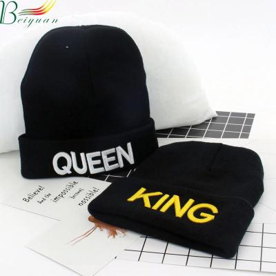 China COMMON embroidered knitted hat lovers winter hats are popular in Europe and America winter knitted hat for sale