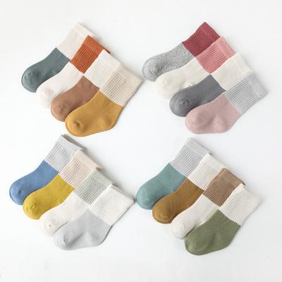 China Anti-Fault Wholesale Breathable Cute Ribbed Infant Socks Set 2021 Wholesale Colorful Boutique Baby Kids Socks Crew Socks Set for sale