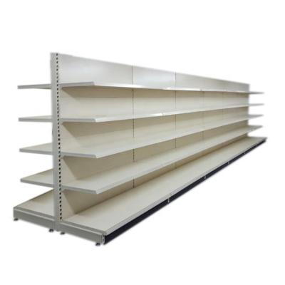 China Double Sided Powder Coated Rack Gondola Shelving Units Show Rack Shelf Metal Multi Tier Gondola Shelf for sale