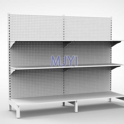 China Supermarket Double Sided Double Sided Shelves For Australian Market Pegboard Backboard Gondola Shelving for sale