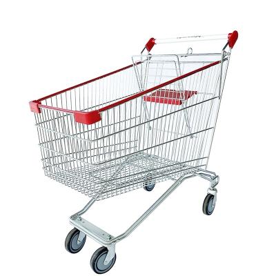 China Unfolding Supermarket Trolleys And Trolleys With Wheels Large Size Metal Shopping Cart for sale