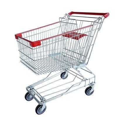 China Unveiling Style Asian Wire Metal Shopping Trolley With Wheels Supermarket Shopping Cart for sale