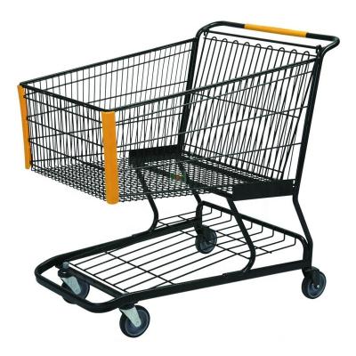 China Low Price Large Capacity Supermarket Shopping Trolley Antirust Black Coating Trolley for sale