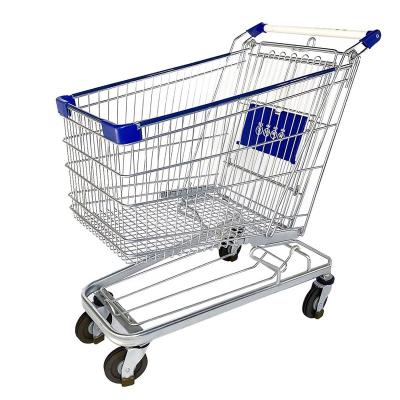 China Unfolding Shopping Cart With Coin Lock Standard Size Grocery Cart for sale