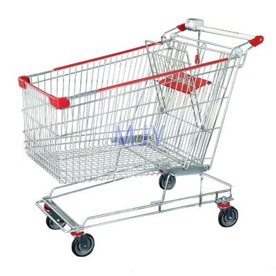 China Unfolding Wholesale Supermarket Trolley Steel Grocery Shopping Carts for sale