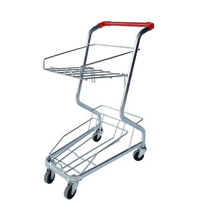 China Unveiling 2 tier grocery cart with basket for sale