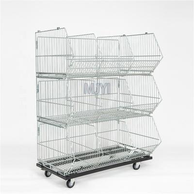 China Easy Offer Cheap Trash Store Assembly Display Promotional Trash Bin Stacking Metal Folding Cage for sale