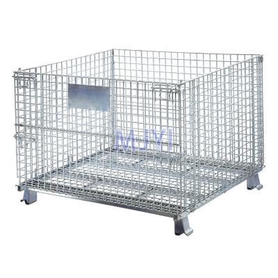 China Quality Stackable Steel Cargo And Storage Equipment Containers Folding Wire Mesh Storage Bin for sale