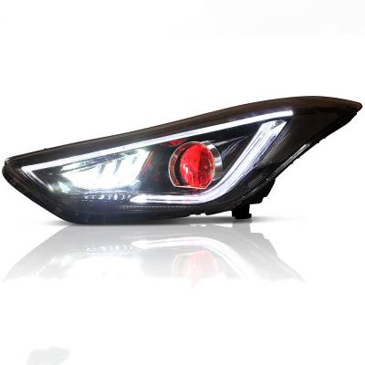 China Factory Wholesale PMMA+ABS+Aluminum New LED Modified Daytime Running LED Car Head Light Lamp 2010-2015 For Hyundai Elantra With Demon Eyes for sale